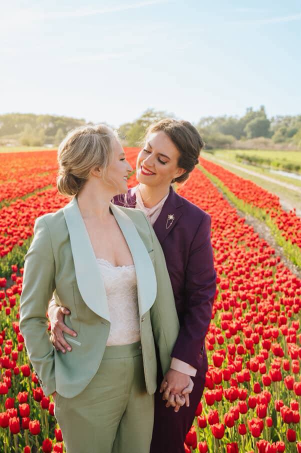 LGBTQIA+ Friendly wedding makeup and hairstyles for couples in Amsterdam